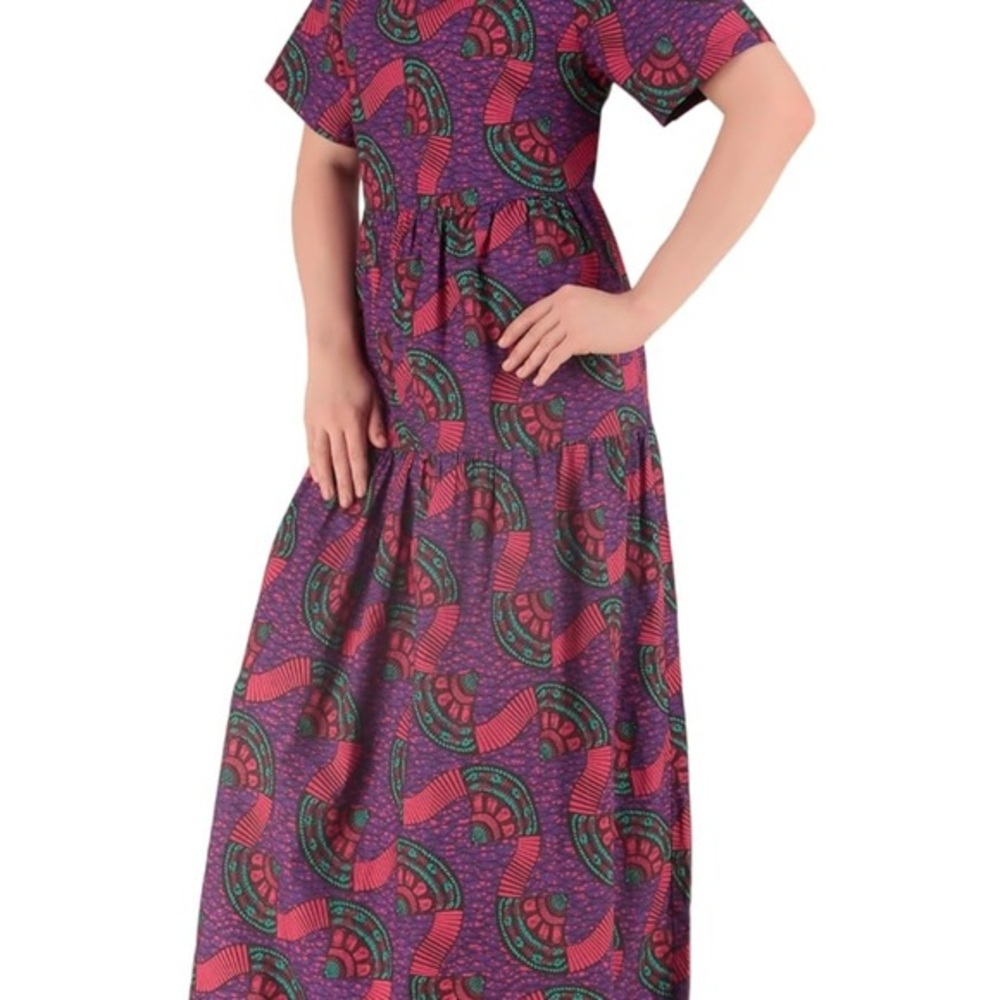Boho Purple and Red Patterned Dress by BoheeWohee